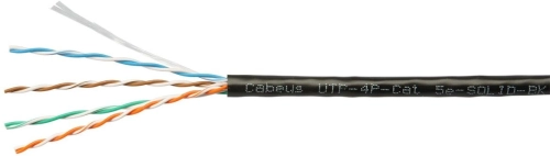 Кабель информационный Cabeus UTP-4P-CAT.5E-SOLID-BK кат.5E U/UTP 4 пары PVC внутренний 305м черный