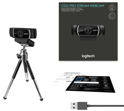 Веб-камера Logitech C922 Pro Stream, Full HD 1080p/ 30fps, 720p/ 60fps, автофокус, угол обзора 78°, стереомикрофон, лицензия XSplit на 3мес, кабель 1.5м, штатив (960-001089) фото 7