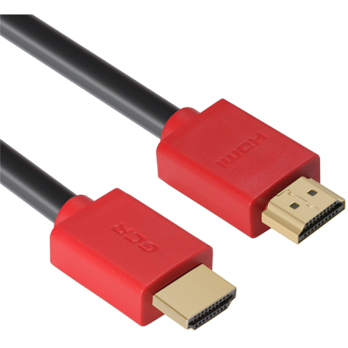 Greenconnect Кабель 1.5m HDMI версия 2.0, HDR 4:2:2, Ultra HD, 4K 60 fps 60Hz/5K*30Hz, 3D, AUDIO, 18.0 Гбит/с, 28/28 AWG, OD7.3mm, тройной экран, черный, красные коннекторы, GCR-HM451-1.5m