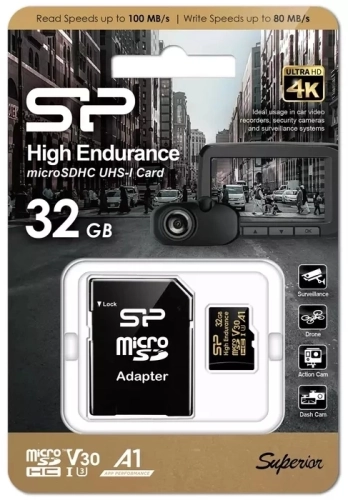 Флеш карта microSDHC 32GB Silicon Power SP032GBSTHDV3V1HSP V30 A1 + adapter фото 2
