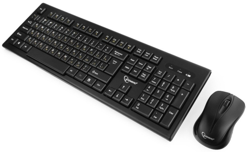 Клавиатура + мышь Gembird KBS-8002, беспроводной комплект, 2.4ГГц, черный, 104 клавиши+2 кнопки+колесо кнопка, 1000DPI, батарейки в комплекте (KBS-8002) фото 2