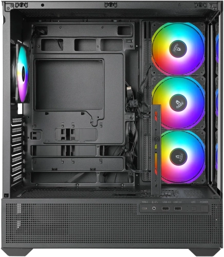 Корпус Azza TIARA черный без БП ATX 4x120mm 2xUSB3.0 1xUSB3.1 audio bott PSU (CSAZ-501B TIARA) фото 4