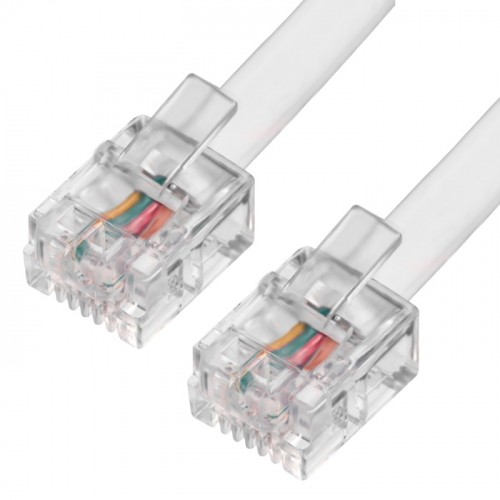 Телефонный шнур для аппарата Greenconnect 6P4C 2.0m , джек 6p4c - jack 6p4c, белый (GCR-TP6P4C-2.0m)