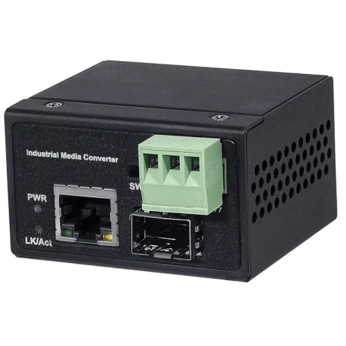 Промышленный компактный Ultra PoE медиаконвертер Gigabit Ethernet, SFP 1000Мбит/c, RJ45 10/100/1000Мбит/c, поддержка LFP. Порт PoE: до 90W (IEEE 802.3af/at/bt). Автома? (NS-MC-1G1GX-P/IS)