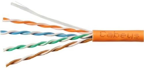 Cabeus UTP-4P-Cat.5e-SOLID-LSZH-100 Кабель витая пара UTP (U/ UTP), категория 5e, 4 пары (24 AWG), одножильный, оранжевый, LSZH, нг(А)-HF, (100 м)