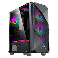 Gamemax Revolt ATX case, black, w/ o PSU, w/ 1xUSB3.0+1xUSB2.0, w/ 3x12cm ARGB GMX-FN12-Rainbow-T front fans, w/ 1x12cm ARGB GMX-FN12-Rainbow-T rear fan