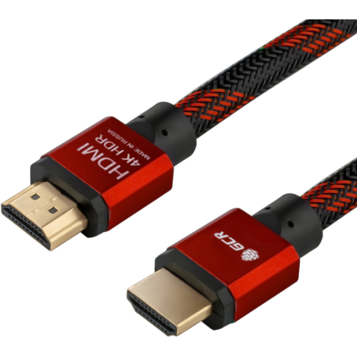 GCR Кабель 2.0m HDMI 2.0, PROF, BICOLOR нейлон, AL корпус красный, HDR 4:2:2, Ultra HD, 4K 60 fps 60Hz/5K*30Hz, 3D, AUDIO, 18.0 Гбит/с, 28AWG (GCR-51490)