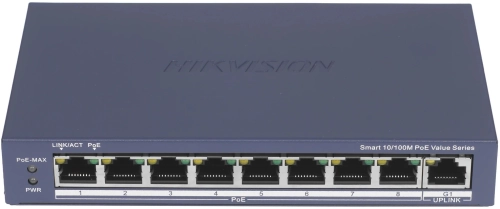 Коммутатор Hikvision DS-3E1309P-EI(B) (L2) 8x100Мбит/с 1x1Гбит/с 8PoE 8PoE+ 110W управляемый