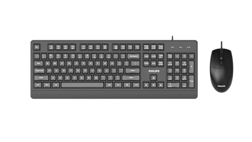 Philips Проводной Комплект SPT6324, USB 2.0 104 клав/ 3 кнопки, 1600dpi, русская заводская раскладка, чёрный (SPT6247B/60)