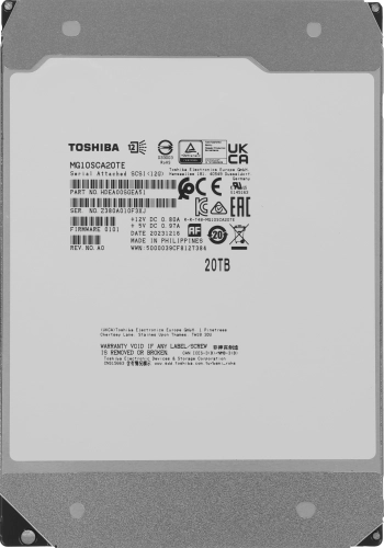 Жесткий диск/ HDD Toshiba SAS 20Tb 3.5 Server 7200 12Gbit/s 512Mb 1 year warranty (replacement MG10SFA20TE) (MG10SCA20TE)