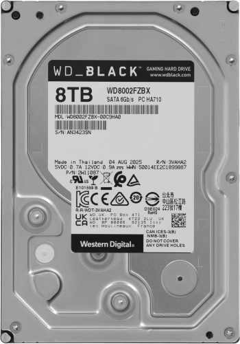 Жесткий диск WD SATA-III 8TB WD8002FZBX Desktop Black (7200rpm) 256Mb 3.5