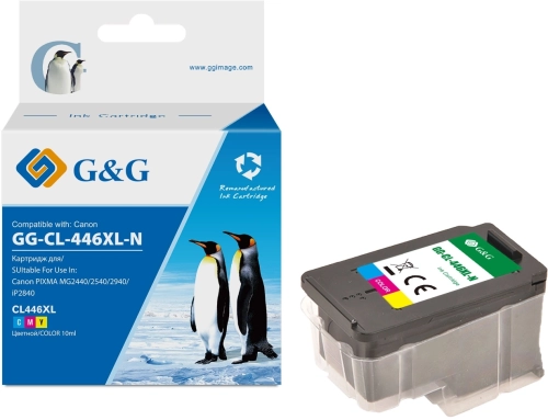 Картридж струйный G&G GG-CL-446XL-N CL-446 голубой/ пурпурный/ желтый (15мл) для Canon PIXMA MX494; MG2440/ 2545S/ 2940/ 2540/ 2540S/ 3040;iP2840;TS204/ 304/ 3140/ 3340;TR4540