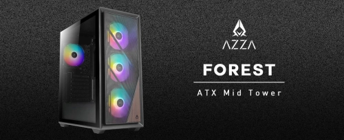 Корпус Azza FOREST черный без БП ATX 4x120mm 2xUSB3.0 audio bott PSU (CSAZ-370 FOREST) фото 6