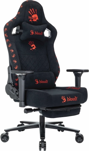 Кресло игровое A4Tech Bloody GC-670 черный искусственная замша с подголов. крестов. металл подст.для ног (BLOODY GC-670 BLACK)