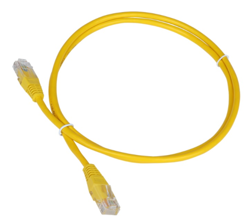 Патч-корд TWT UTP кат.5e, с заливными колпачками, 0.15 м, желтый (TWT-45-45-0.15-YL)