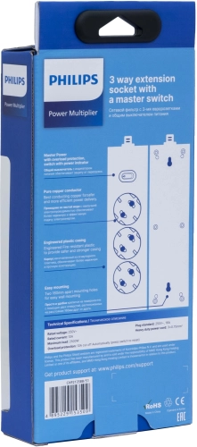 Сетевой фильтр Philips CHP2135BB/ 51 3м (3 розетки) черный (коробка) (CHP2135BB/51) фото 3
