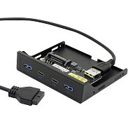 ORIENT C092, Планка портов 3.5" на переднюю панель 2xUSB Type-C + 2xUSB 3.0 (USB3.2 Gen1), 20Pin кабель 50см, металл, oem (31348)