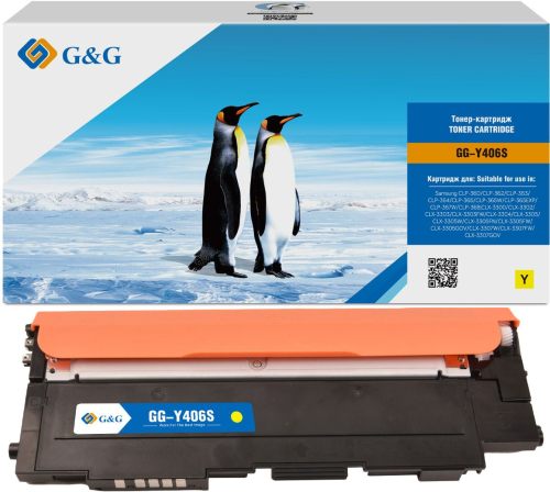 Картридж лазерный G&G GG-Y406S желтый (1000стр.) для Samsung CLP-360/ 362/ 363/ 365/ 367/ 368, CLX-3300/ 3302/ 3303/ 3304/ 3305/ 3307