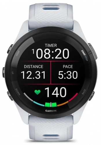 Смарт-часы Garmin Forerunner 265 33мм 1.3 AMOLED корп.черный/белый рем.белый (010-02810-11)