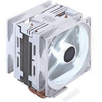 Cooler Master Hyper 212 LED Turbo White Edition (160W, 4-pin, 160mm, tower, Al/ Cu, white LED, fans: 2x120mm/ 66.3CFM/ 31dBA/ 1600rpm, 2066/ 2011-v3/ 2011/ 1366/ 1200/ 115x/ AM4/ AM3+/ AM3/ AM2+/ AM2/ FM2+/ FM2/ FM1) (RR-212TW-16PW-R1)