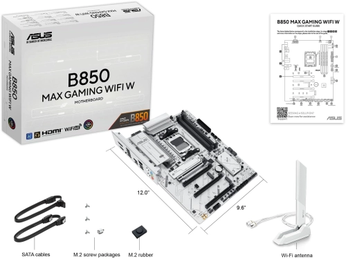 Материнская плата ASUS B850 MAX GAMING WIFI W, AM5, B850, 4*DDR5, 4*SATA, 3*M.2, 5*USB 3.2, 2*USB 2.0, Type-C, 5*PCIx16, DP+HDMI, ATX; 90MB1M10-M0EAY0 фото 7