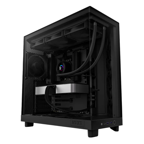 Корпус без блока питания/ Case NZXT H6 Flow, Midi-Tower, TG, 3x120mm, 2xUSB-A 3.2 + 1xUSB-C 3.2, ATX, mATX, mITX Black (CC-H61FB-01)