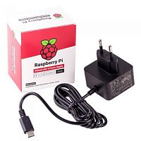 Raspberry Pi 4 Model B Блок питания Official Power Supply Retail, Black, 5.1V, 3A, Cable 1.5 m, USB Type С output jack, для Raspberry Pi 4 B (187-3417)(187-3425) (914886)(RASP4232)(RASP4234) (187-3425 (187-3417))