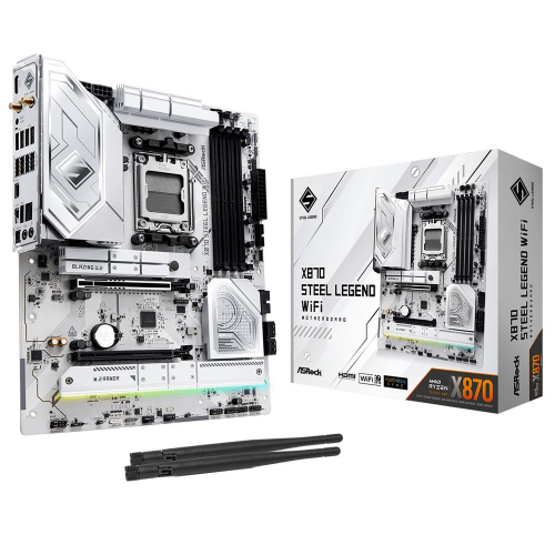 Материнская плата ASROCK X870 STEEL LEGEND WIFI, AM5, X870, 4*DDR5, 4*SATA, 3*M.2, 4*USB 2.0, 5*USB 3.2, 2*Type-C, 2*PCIx16, 1*M.2 (Key E), HDMI, ATX