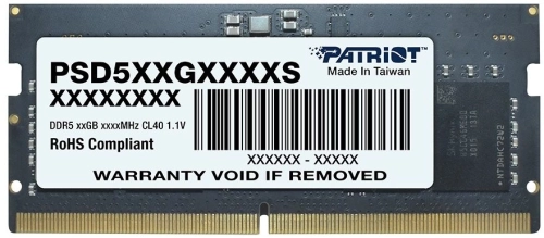 Память SO-DIMM DDR 5 DIMM 8Gb 5600Mhz, PATRIOT Signature Line (PSD58G560041S) (retail)