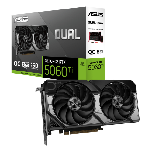 Видеокарта ASUS RTX5060Ti DUAL OC 8GB GDDR7 128bit 3xDP HDMI 2FAN RTL [DUAL-RTX5060TI-O8G] (90YV0MP2-M0NA00)