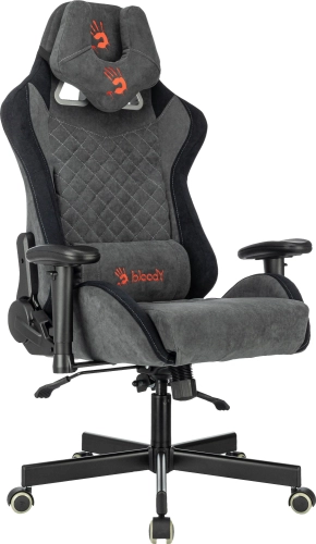 Кресло игровое A4Tech Bloody GC-580 серый/ черный искусственная замша с подголов. крестов. (BLOODY GC-580 GREY)