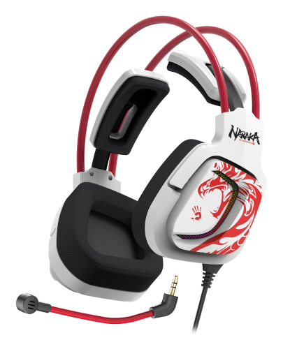 Наушники с микрофоном A4Tech Bloody G575 Naraka белый/ красный 2м мониторные USB оголовье (G575 NARAKA)