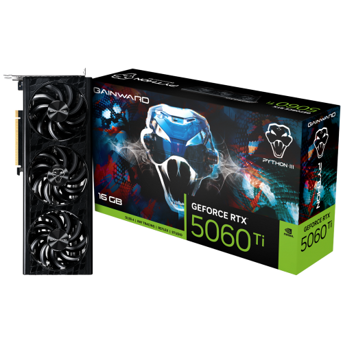 Видеокарта Gainward RTX5060Ti PYTHON III 16GB GDDR7 128bit 3xDP HDMI 3FAN RTL (NE7506T019T1-GB2061T)