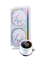 Система жидкостного охлаждения/ Water Cooling System JONSBO TH-240 White (260W, 240mm, LED temp., White, ARGB/ Fans: 2x120mm, 62.4CFM, 37.3dBA, 2400RPM/ Pump height 72mm, 30dBA, 2400RPM, Rad thickness