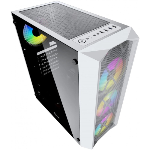 Powercase CMRMW-L4 Корпус Rhombus X4 White, Tempered Glass, Mesh, 4x 120mm 5-color LED fan, белый, ATX (CMRMW-L4) фото 3