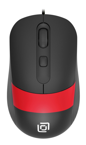 Мышь Оклик 310M черный/ красный оптическая (2400dpi) USB для ноутбука (3but) (1869102)