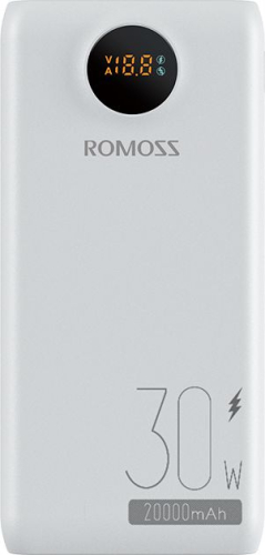 Мобильный аккумулятор Romoss SW20S Pro 20000mAh QC3.0 30W 5A 2xUSB-A/USB-C белый (6936857200987) фото 2