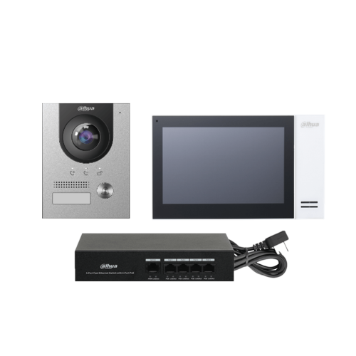 DHI-KTP01L(S) Dahua Комплект из 3х устройств: DHI-VTO2201F-P + DHI-VTH2421FW-P + DH-PFS3005-4ET-36E
