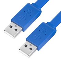 GCR Кабель PROF 1.5m USB 2.0, AM/ AM, плоский, синий, морозостойкий, GCR-UM4MF-BD-1.5m