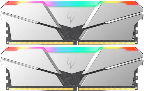 DDR 4 DIMM 16Gb (8Gbx2) PC25600, 3200Mhz, Netac Shadow NTSRD4P32DP-16S, RGB, CL14 Silver, 1.35V, с радиатором