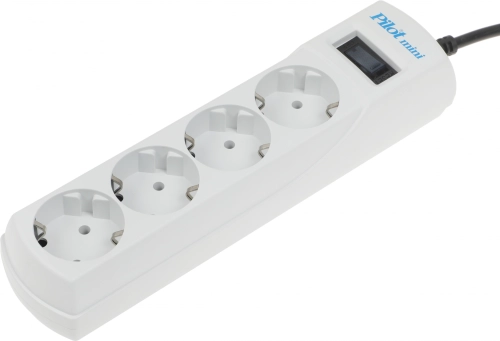 Сетевой фильтр Pilot mini 1.8м (4 розетки) белый (коробка) (127) (127#MLN)