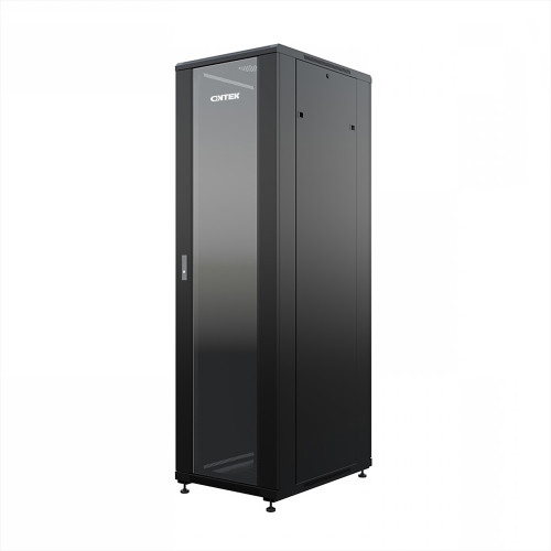 Шкаф напольный универсальный серверный ONTEK TC 22U 600х800мм, 4 профиля 19, двери стекло и сплошная металл, боковые стенки съемные (TC22U68GSRSWAS-9005)