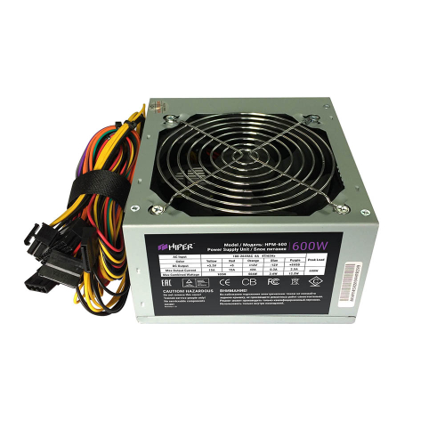 Блок питания Hiper ATX 600W HPM-600 (24+4+4pin) PPFC 120mm fan 4xSATA