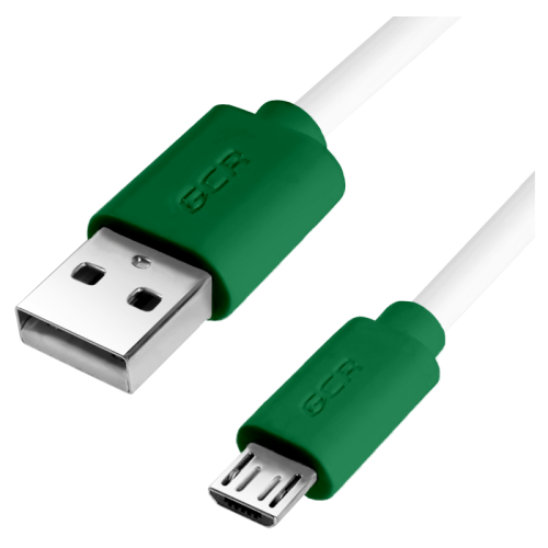 Greenconnect Кабель 0.5m USB 2.0, AM/microB 5pin, белый, зеленые коннекторы, 28/28 AWG, экран, армированный, морозостойкий, GCR-51499