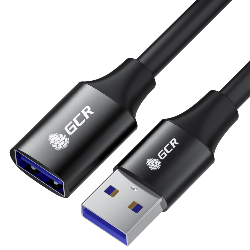 GCR Удлинитель 3.0m USB 3.0 (USB 3.2 Gen 1), AM/AF, 5 Гбит/с, черный, AL корпус, экранирование, армирование, GCR-55281