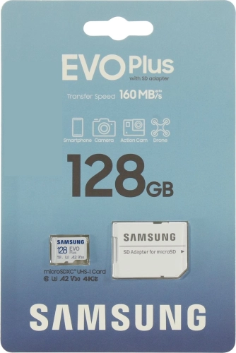 Карта памяти MICRO SDXC EVO+ 128GB V10 W/ A MB-MC128SA/ EU SAMSUNG (MB-MC128SA/EU)