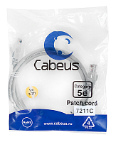 Cabeus PC-UTP-RJ45-Cat.5e-1m Патч-корд U/ UTP, категория 5е, 2xRJ45/ 8p8c, неэкранированный, серый, PVC, 1м