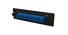 Панель Hyperline FO-FPM-W120H32-12LC-BL Панель для FO-19BX с 12 LC адаптерами, 12 волокон, одномод OS1/OS2, 120x32 мм, адаптеры цвета синий (blue)