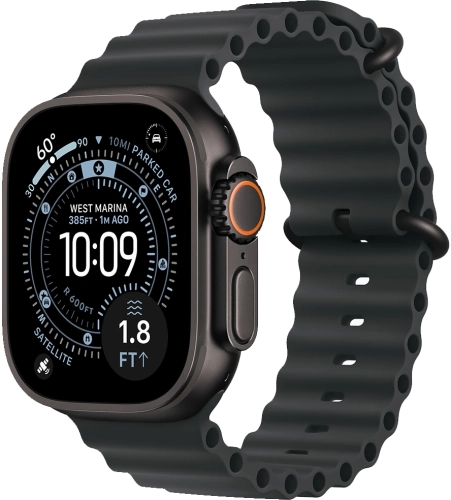Смарт-часы Apple Watch Ultra 3 2025 A3281 49мм OLED корп.черный титан Ocean band рем.черный разм.брасл.:130-210мм (MF0J4LW/A)