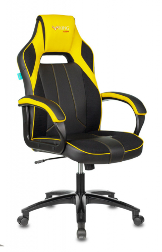 Кресло игровое Zombie VIKING 2 AERO черный/желтый эко.кожа/ткань крестов. пластик (VIKING 2 AERO YELLOW)